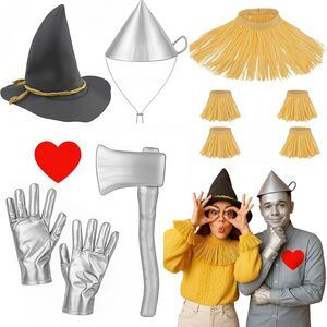 1572 10 Pcs Halloween Scarecrow Couple Costume Set Silver